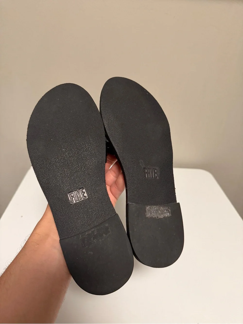 Frye Azalea Black Leather Braid Slide Flat Sandals Women’s US 7-7.5